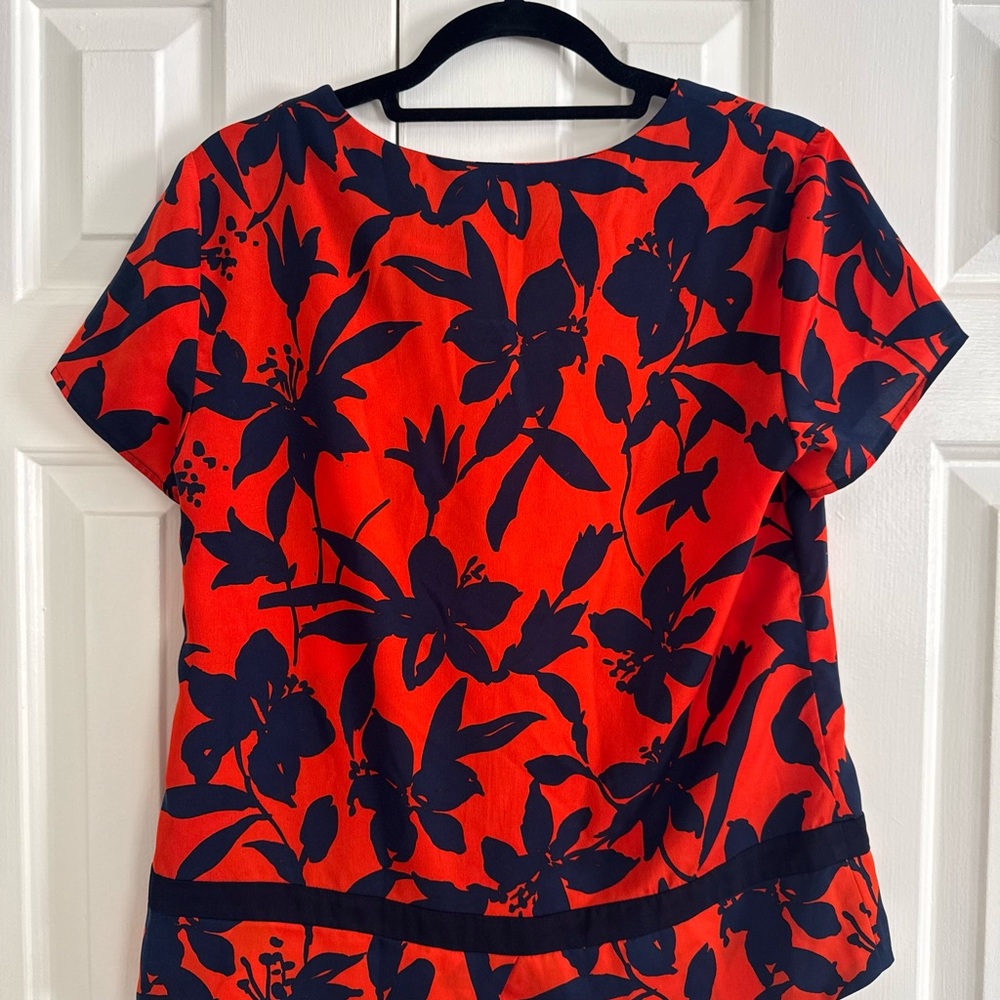 Floral Orange and Blue Women's Top